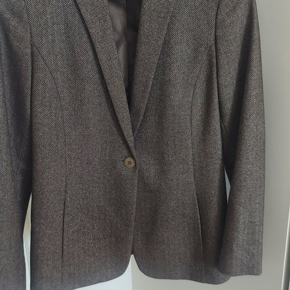 Lafayette 148 One-Button blazer, brown/Heathered,  Petite 2